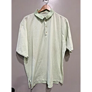 Peter Millar green white Polo double mercerized cotton Golf Shirt Mens XL